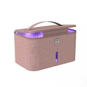 ionUV LED Sanitizing Rechargeable USB Accessory Bag Beige Pink
